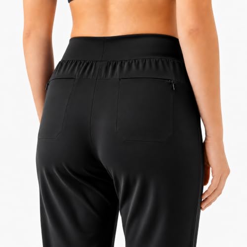 Newward High Waisted Flare Scrub Pants for Women, 4-Way Stretch Soft Breathable Yoga Bottoms with Drawstring 4 Pockets Black - image 2