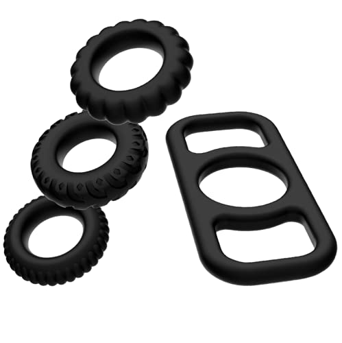 Bague de pénis silicone lot de 4 anneaux pour maintenir une érection durable
