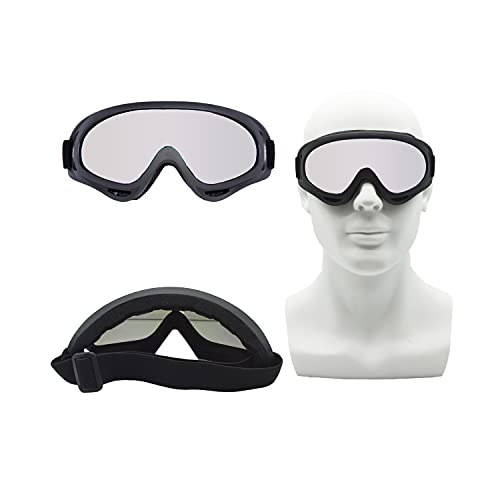 Image of LJDJ Motorcycle Goggles - Glasses Set of 2 - Dirt Bike ATV Motocross Anti-UV Adjustable Riding Offroad Protective Combat Tactical Military Goggles for Men Women Kids Youth Adult