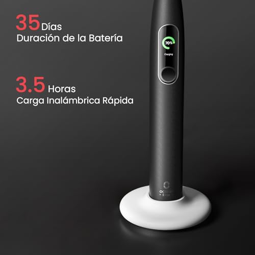 Oclean Cepillo eléctrico X Series Pro Elite, Súper silencioso, Pantalla táctil inteligente, 4 Modos, 32 Niveles de intensidad, 35 días de duración, IPX7, Soporte de pared, Embalaje ecológico, Negro - imagen 6