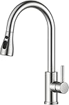 Rewing Kitchen Tap, Kitchen Mixer Taps with Pull Out Sprayer, Kitchen Sink Taps High Arc Swivel 360 with 2 Spray Mode Cold and hot Fittings (Polished Chrome)