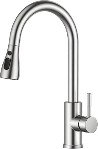Rewing Kitchen Tap Kitchen Mixer Taps with Pull Out Sprayer Kitchen Sink Taps High Arc Swivel 360 with 2 Spray Mode Cold and hot Fittings (Polished Chrome)