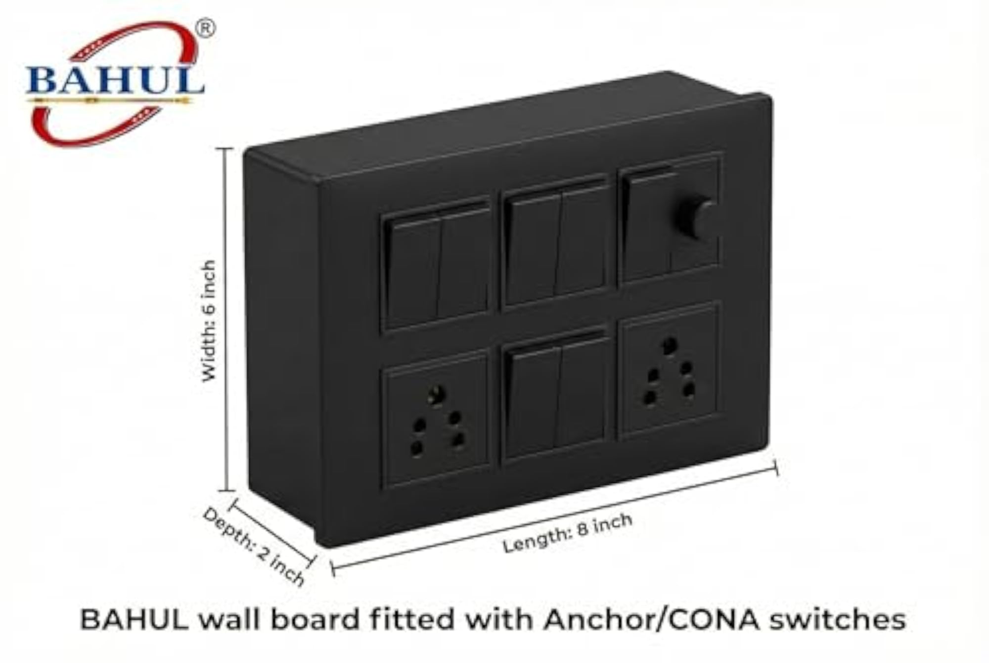 Surface Mount Electric Switch Board with 2 Sockets