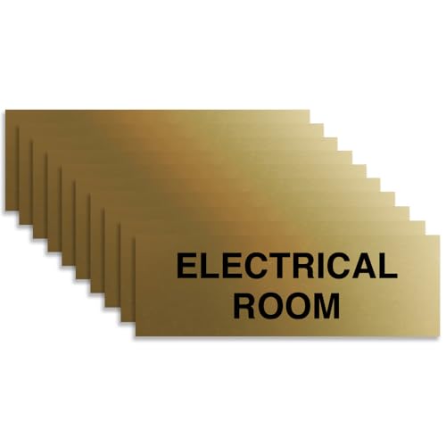 All Quality Basic Electrical Room Sign | Durable Construction | Building Safety - Brushed Gold - Large (10 Pack)