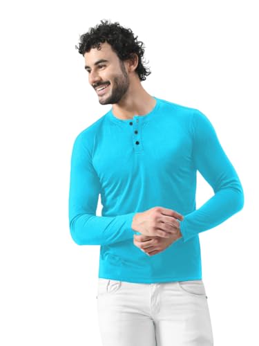 Image of Blisstone Men's Long Sleeve Henley T-Shirt with Button Placket | Soft & Comfortable Casual Wear