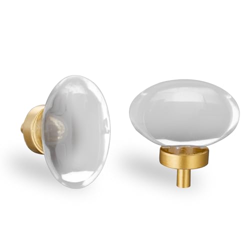 SPDYCESS Tiradores de Muebles, Pomos de Cajónes, Cristal Acrílico Tiradores de Puerta de Armario, Tirador un Agujero, Pomo para Decoración de Hogar Cocinas Baño Cómodas, Forma Huevo