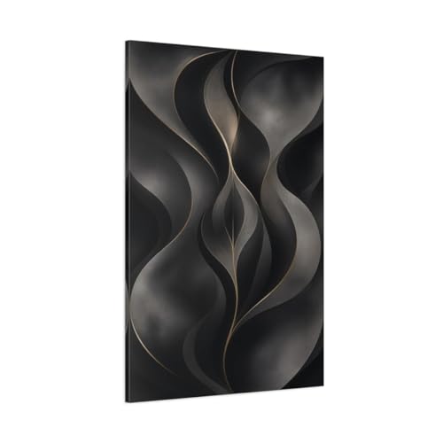 Impression sur toile abstraite haut de gamme dorée et noire 32x48