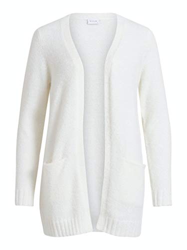 Vila NOS VIFEAMI Open L/S Knit Cardigan/SU-Noos Suéter, Whisper White, S para Mujer