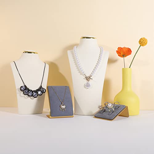 Gemeshou White Necklace Display Stands For Selling, Velvet Necklace Storage Organizer, Large Jewelry Bust Organizers And Storage【White-M Height 10.2 Inch】 #TOP4