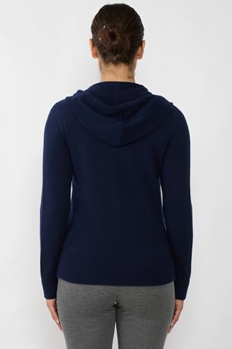 Image of JENNIE LIU Women's 100% Pure Cashmere Long Sleeve Zip Hoodie Cardigan Sweater