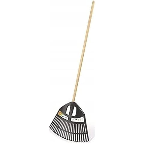 Gartenrechen Rechen Fächerbesen Holzstiel Laubbesen Harke 182cm Landschaftsbesen Laubrechen Laubfeger (Anthrazit) Cover