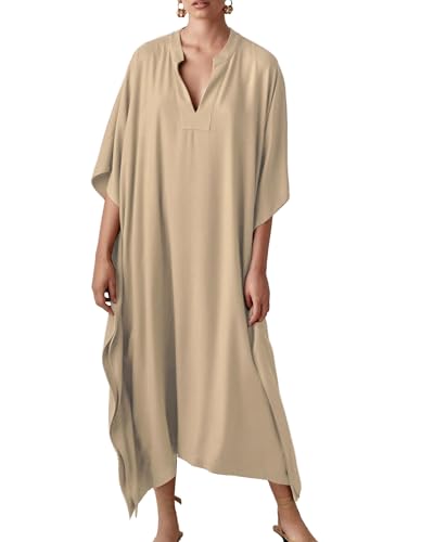 Bsubseach Turkish Cold Shoulder Kaftan Dresses Swimsuit Cover Up Maxi Dress