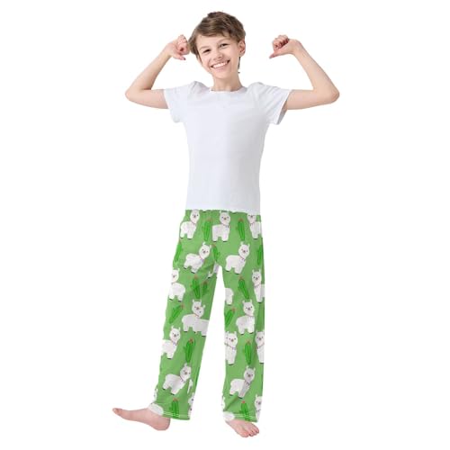 ZZXXB Llama Cacti Plant Boys Long Pants Soft Trousers Elastic Waist Kids Lounge Bottoms with Pockets S-XL2