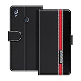 UOGNADGD Lederhülle Kompatibel mit Gigaset GS185 Klappbares Portemonnaie-Hülle mit Magnetverschluss Ständer & Kartenfächern stoßfestem Schutz (Schwarz)