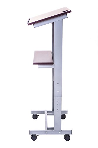 Podio Luxor LX-Adj-DW ajustable de metal marrón para presentaciones 3