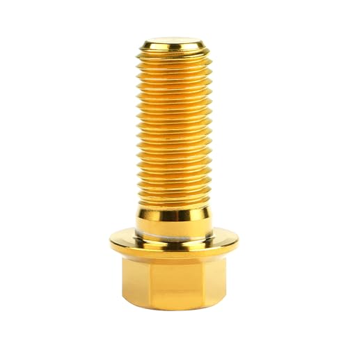 Image of Titanium Bolt M12 30 35 40 45 50 55 60 65 70 75 80 85 90mm Hex Small Flange Head for Motorcycle Car Modification Pack of 4 (M12x30mm Pitch 1.25, Gold)