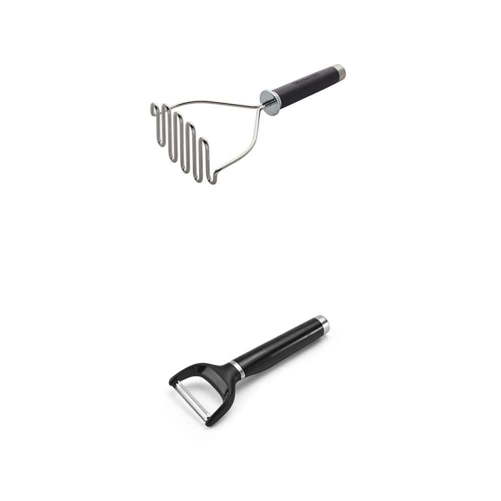 KitchenAid Gourmet Stainless Steel Wire Masher, 10.24-Inch, Black and KitchenAid KE145OHOBA Classic Y Peeler, One Size, Black 2