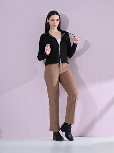Image of Cotton Full Sleeve Hoddie Women Solid Black Hoodie Jacket