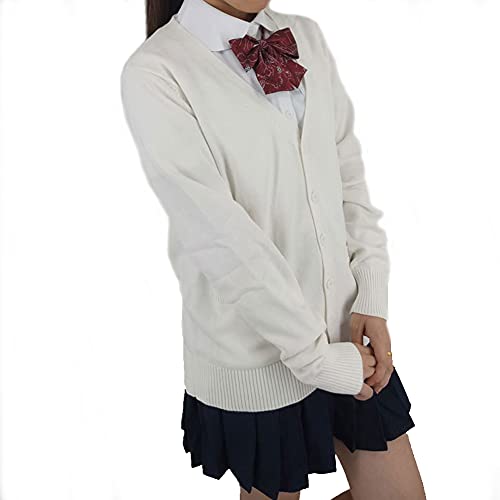 Image of Blostirno Women's Cardigan School Uniform Sweater Cardigans V-Neck Long Sleeve Button Down Knit with Pockets