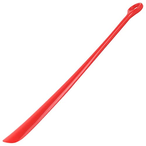 Calzascarpe portatile per anziani, per uso domestico, da viaggio, con manico lungo 46,5 cm, sollevatore ergonomico per scarpe da ginnastica, scarpe casual, scarpe formali (rosso, verde), Rosso, 18.3in