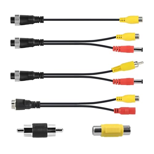 Caméra de recul adaptateur 4 broches mâle vers RCA femelle et DC pour connexion vidéo voiture