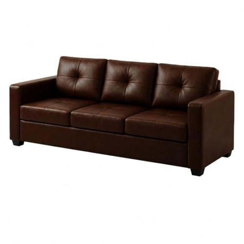 Image of FURNY Hermon 5 Seater Premium Leatherette 3+1+1 Sofa Set (Brown) Premium Finish | Durable Comfort | Ideal for Living Room
