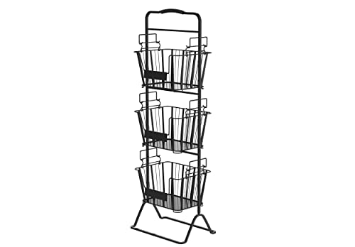 oceanstar 3-Tier Metal Wire Storage Basket Stand with Removable Baskets – Black