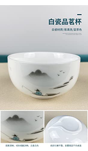 Image of Convenient Teapot Cup Porcelain Teacup White Glazed Travel tea set (Landscape set)