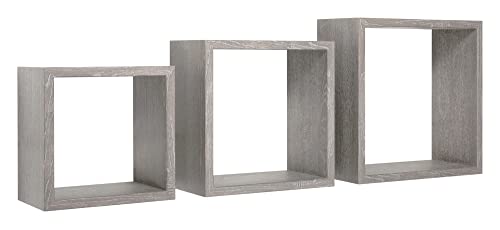 MODULARREDO Incube Lot de 3 étagères murales, cubes d'ameublement, étagères cubes, cubes muraux, 35 x 35 p15,5 cm 30 x 30 p15,5 cm et 25 x 25 p15,5 cm, chêne gris neuf - Fabriqué en Italie