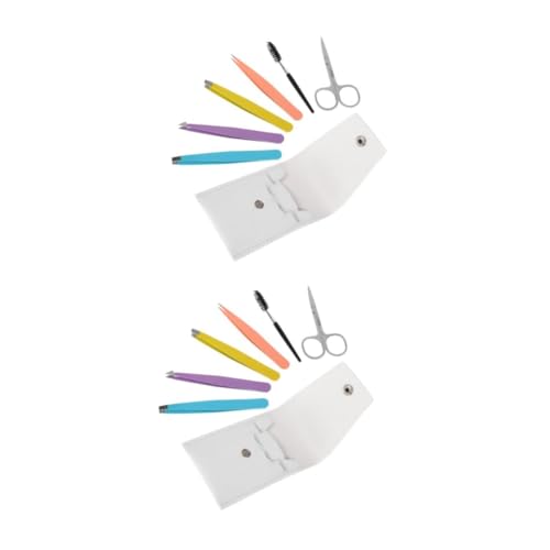 PartyKindom 2sets Eyebrow Shaping Tweezers Portable Beauty Tool Set for Home and Salon 6pcs*2