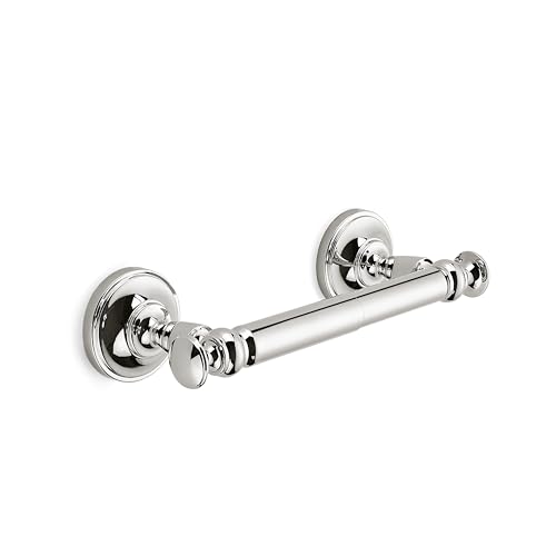 khtumeware Double Post Toilet Paper Holder Vibrant Polished Nickel Tissue Roll Holder for Bathroom Organization and Storage Single Double Toilet Tissue Holder Wall Bathroom Accessories (1-Pack)