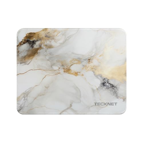 TECKNET Mauspad, 28 x 21 cm Gaming Mousepad mit Wasserdicht und Rutschfester Gummi für PC-Büro, Arbeit, Gaming, Studium, Laptop, Computer, Zuhause-Marmormuster