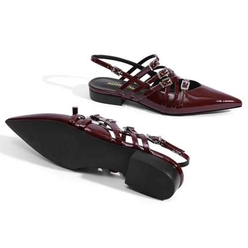 Women's Flats Ballet Ballerina Pointed Toe Slingback Flats with Strap Low Heel Fashion Buckle Dress Work Casual Shoes for Women3