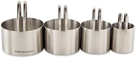 RSVP International Endurance Round Biscuit Cutters - Stainless Steel, Set of 4 | Nest for Easy Storage | For Cutting Thick or Thin Dough | Professional | High Handle Arch