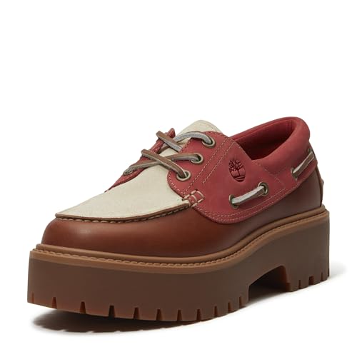 Timberland Timberland Women's Stone Street Boat Shoe, Rust Full Grain/Medium Red, 8 M US