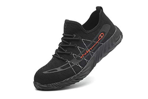 Wasnton Hombre Mujer Zapatillas de Seguridad con Punta de Acero Antideslizante TranspirableS3 Zapatos de Trabajo Comodas Calzado de Trabajo Deportivos Botas de Protección Industria Construcción