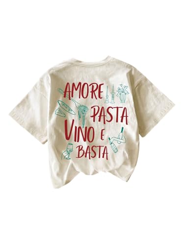 Image of RoseSeek Women's Graphic Letter Tee Crew Neck Drop Shoulder Trendy Summer T Shirt Short Sleeve Vintage Car Print Top