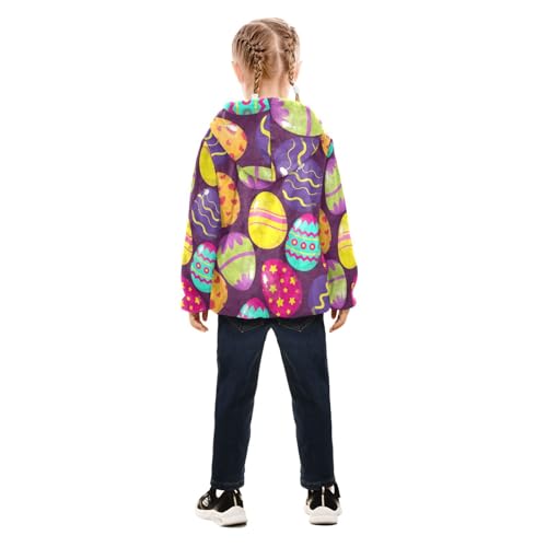 OTVEE Happy Easter Colorful Eggs Kids Hoodie Jacket Fall Spring Full Zip Warm Toddler Girl Coat4