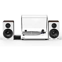 Fluance Reference RT85 High Fidelity Vinyl Turntable White, PA10 Phono Preamp, Ai41 Powered 5" Bookshelf Speakers White Walnut, Ortofon 2M Blue Cartridge, 90W Class D Amplifier, Bluetooth