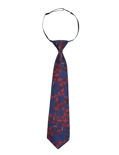 Alizeal Boys 13inches Length Flower Pattern Neckties, Burgundy+Navy