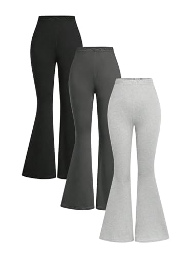 Girl's 3 Packs Flare Leggings High Elastic Waist Skinny Pants Bell Bottoms Casual Boot Cut Yoga Pants