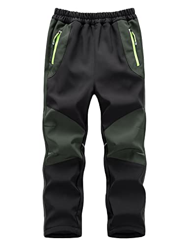 Kids Softshell Pants Boys Girls Fleece Lined Elastic Waist Trousers Children Winter Warm Hiking Trousers