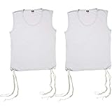 MASORET Set:Paar koscheres Tzitzit Unterhemd, 100% Baumwollstoff, bequeme Qualität, schweißfreies T-Shirt Tzitzis Weste, Weiss/opulenter Garten, X-Large