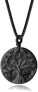 COAI Religious Jewelry Obsidian Stone Life Tree Pendant Necklace