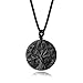Produktbild COAI Geschenkideen Unisex Halskette mit Lebensbaum Anhänger aus Schwarzem Obsidian Baum des Lebens Medaillon Vestellbare Kette