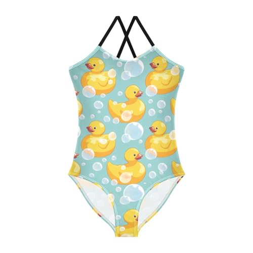 Rubber Ducks Girls One Piece Swimsuits Bubbles Sport Halter Swimwear Beach Bathing Suit 3T