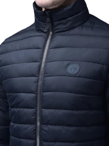 Image of Woodland Men's Dark Navy Solid High Neck Quilted - Lightweight, Nylon Full Zip Winter for Men