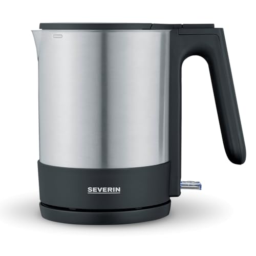 SEVERIN WK 3409 Bollitore Elettrico 2200 W in acciaio inossidabile, Bollitore per acqua e tisane con capacità di 1,7 litri, Teiera elettrica con filtro estraibile, Nero e acciaio