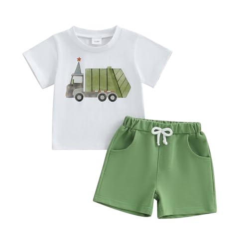 Douhoow Toddler Boy Outfits Farm Animals Truck Embroidery Short Sleeve T-Shirts Tops Casual Shorts Baby Boy Clothes