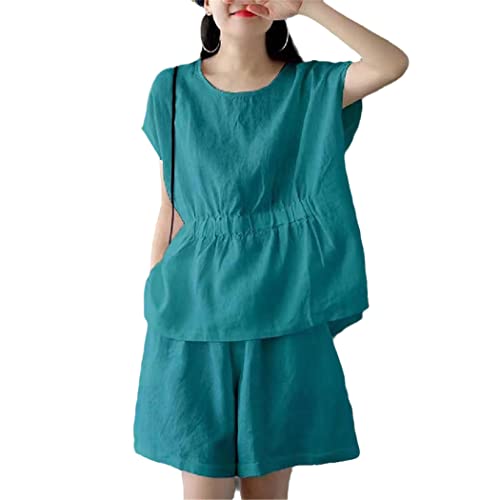 Ensemble 2 pièces chic col rabattable haut et short élégant et solide pour femme